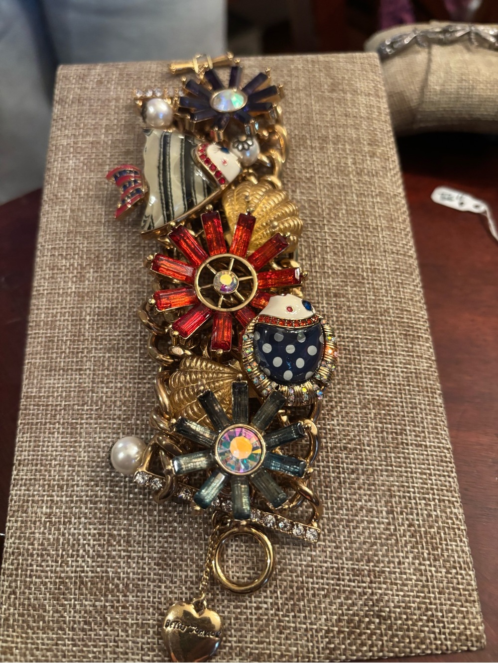 Vintage Betsy Johnson Floral & Nautical Charm Bracelet